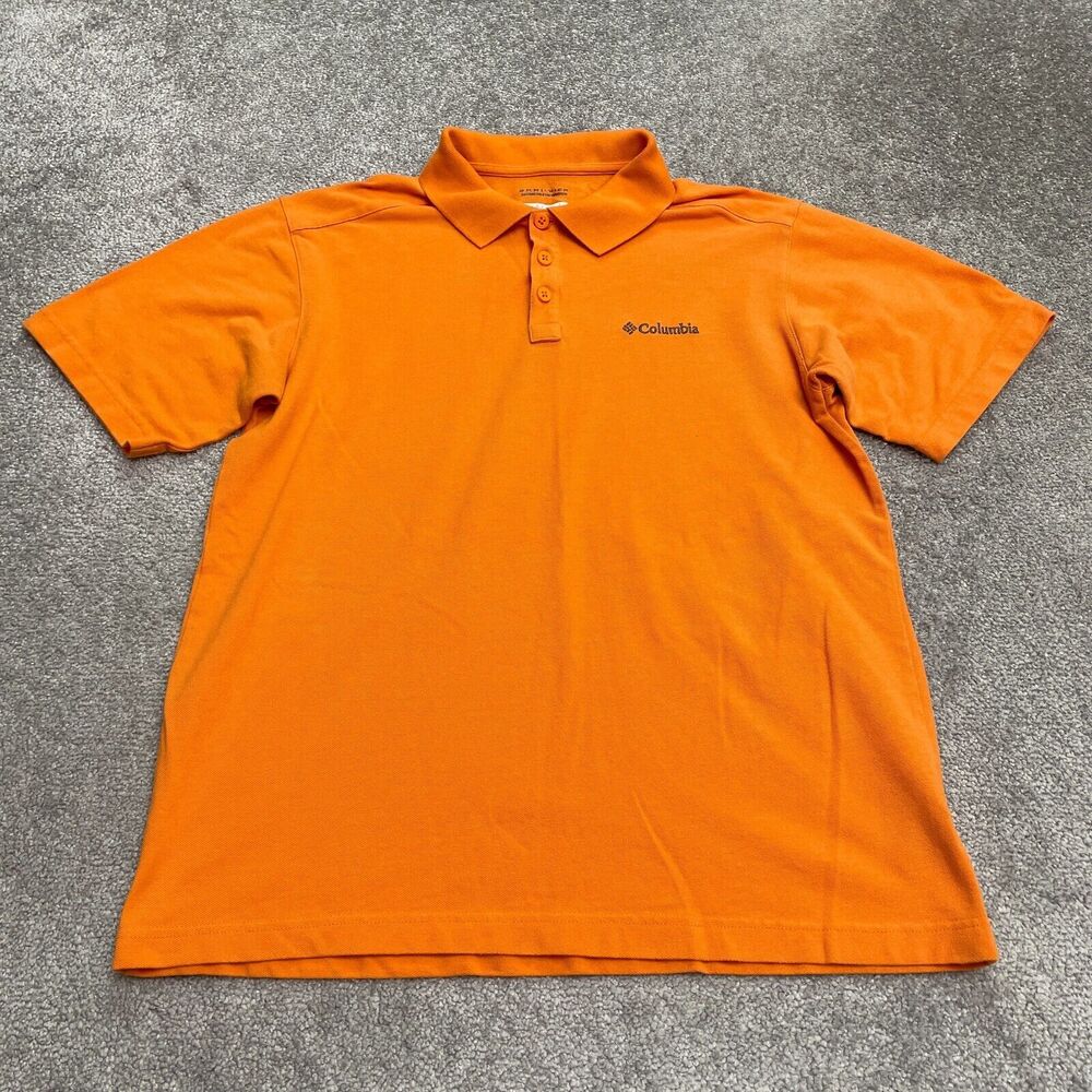 Columbia Omni Wick Polo Shirt Mens Medium Orange Short Sleeve Collared Active